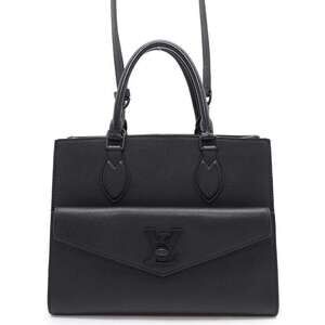 Louis Vuitton Grained Calf Leather Lock Me Tote Shoulder Bag Black
